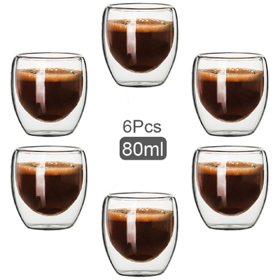 Coffee Tea Sugar Set - Double Walled Glass Coffee Mugs Glass