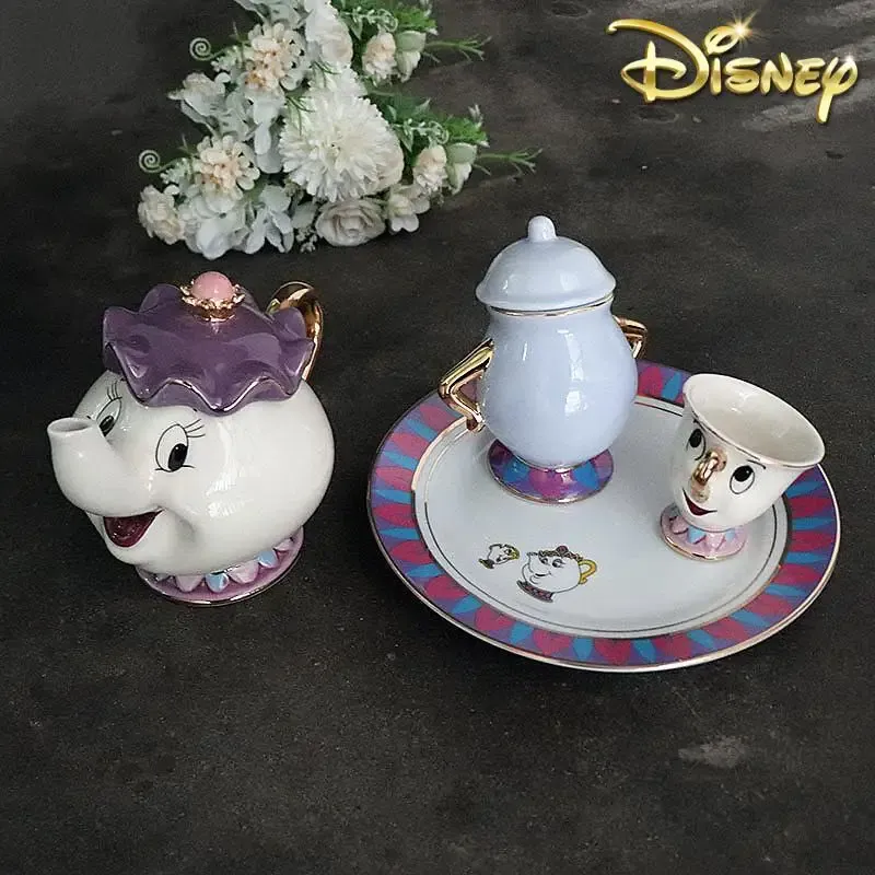 Coffee Tea Sugar Set - Hot Teapot Cartoon Beauty And The