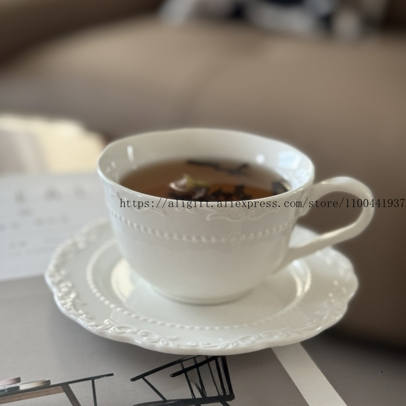 Coffee Tea Sugar Set - French Light Luxury Embossed Floral Coffee