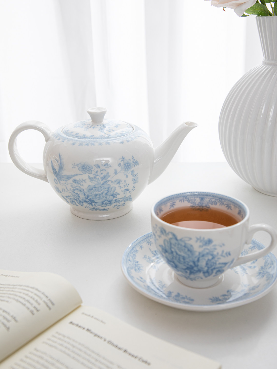 House, retro blue peony aftern - Coffee Tea House 评论和价格