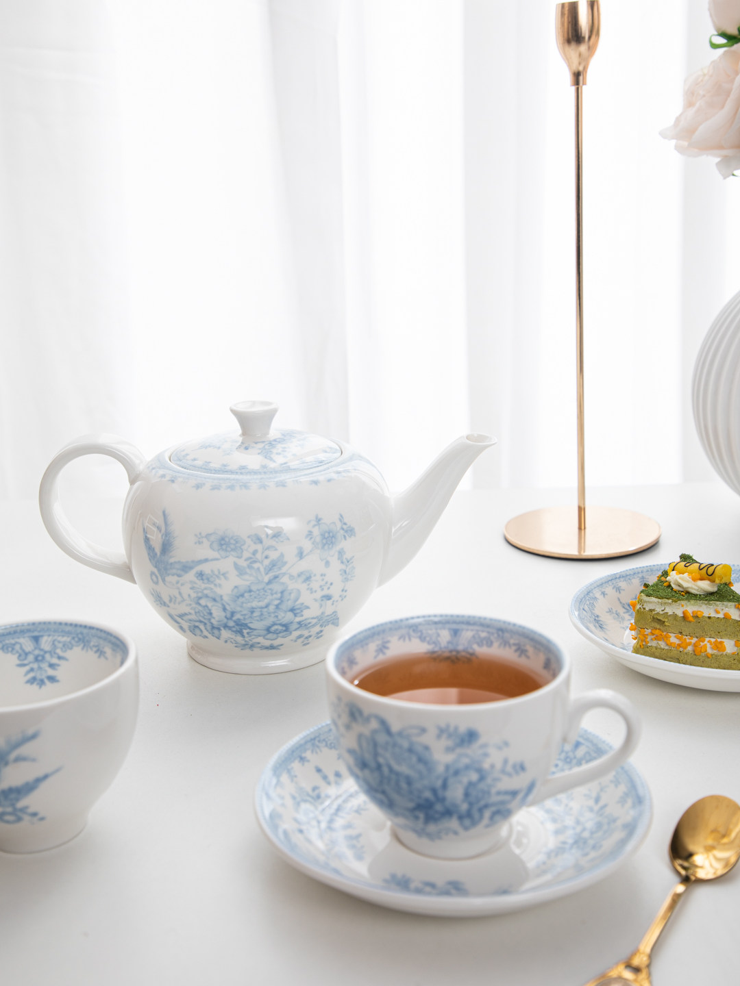 House, retro blue peony aftern - Coffee Tea House 评论和价格