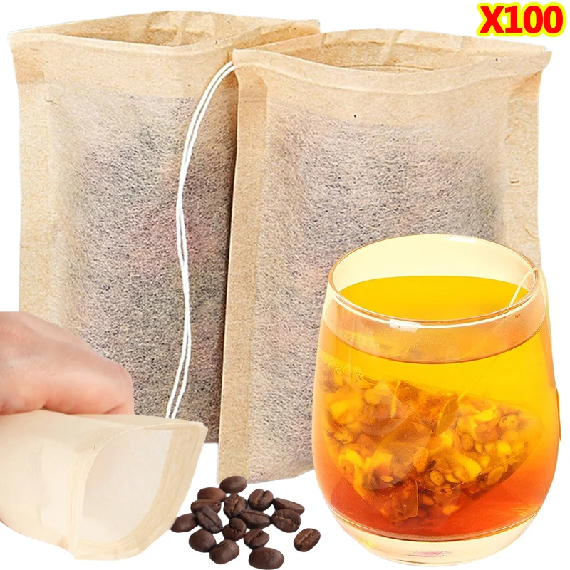 100Pcs Teabags with Drawstring - Coffee Tea And Leaf 评论和价格