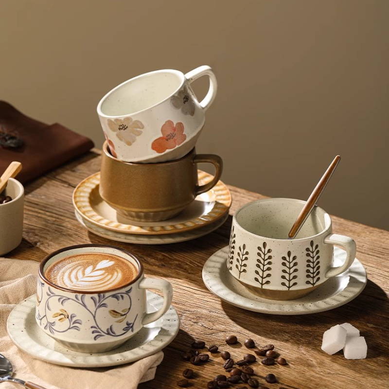 Retro Ceramic Cup Coarse Potte - Coffee Tea Sugar Set 评论和价格