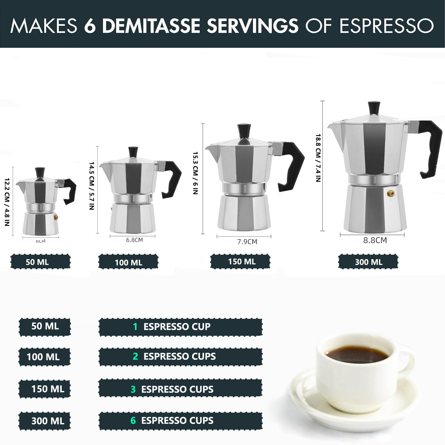 Classic Aluminum Moka Pot 50-3 - Moka Pot Stove 评论和价格