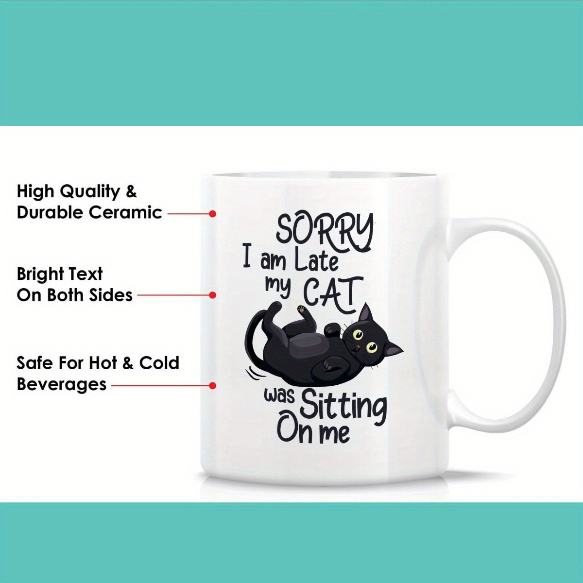 1 Funny Cat Shaped Ceramic Mug - Coffee Tea You And Me 评论和价格