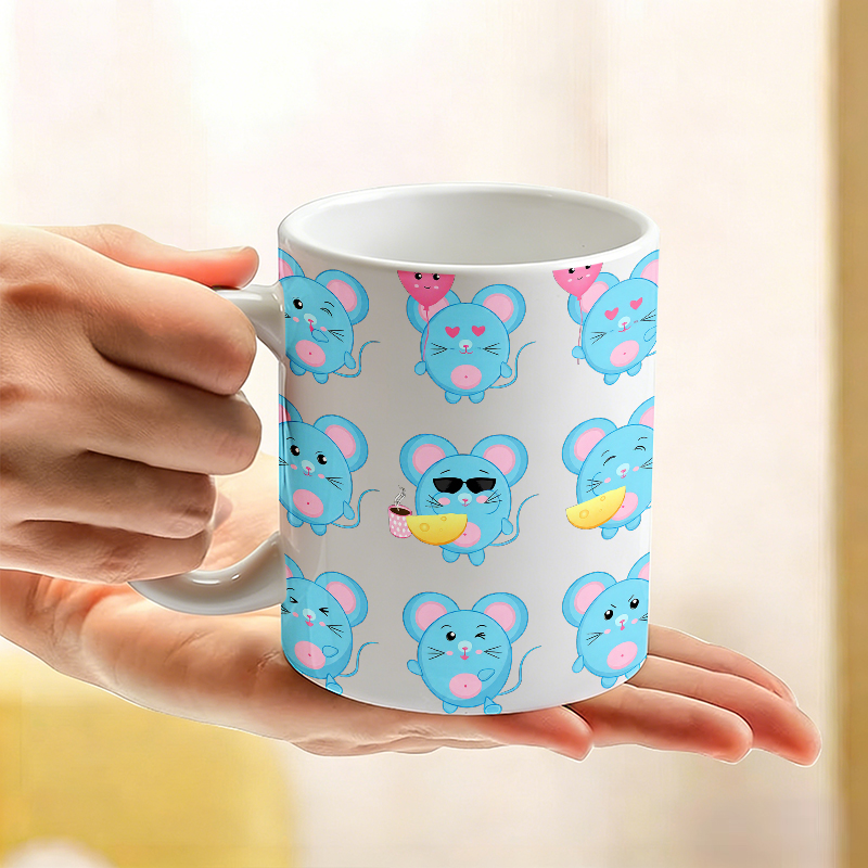 1PCS Funny Blue Mouse Emoji Ce - Coffee Tea Emoji 评论和价格