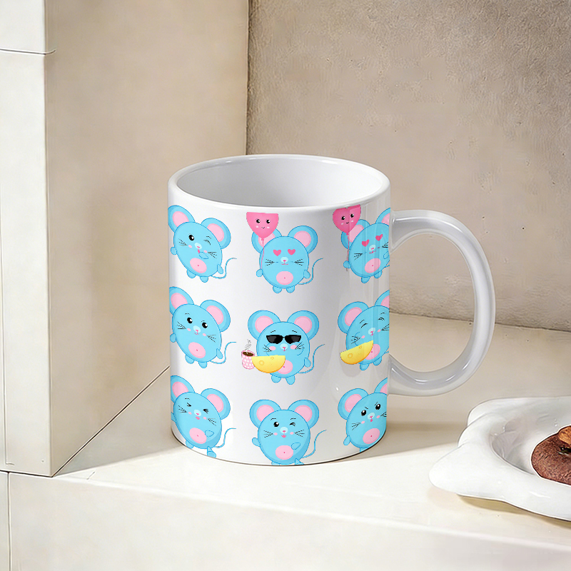 1PCS Funny Blue Mouse Emoji Ce - Coffee Tea Emoji 评论和价格