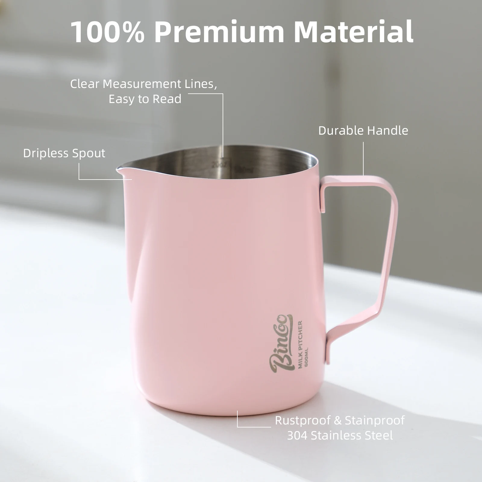 BINCOO 350/600ML Coffee Milk F - Barista Milk Jug 评论和价格