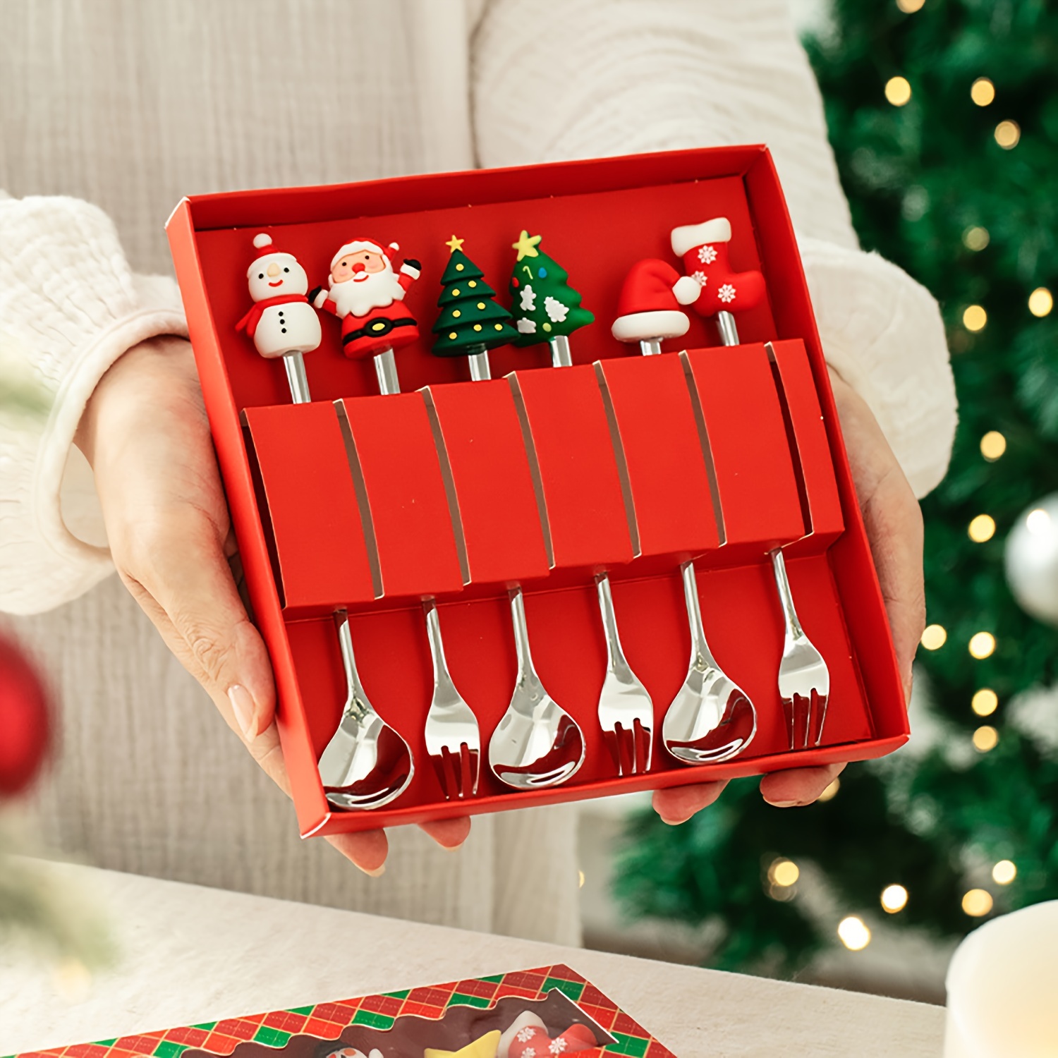 1Set Creative Christmas Fork A - Coffee Tea House 评论和价格